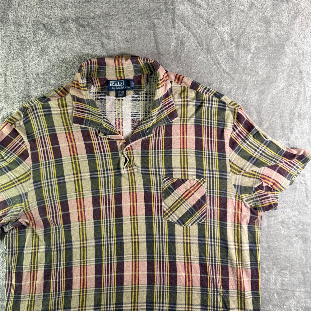 Polo Ralph Lauren Plaid Camp Shirt Short Sleeve Button Up Casual XL